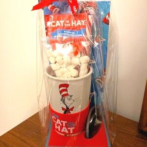 NWT Dr Seuss Cat in the Hat ceramic travel mug cocoa gift set